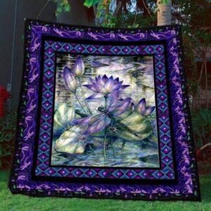 Dragonfly Lotus Quilt Blanket Vd14  Quilt